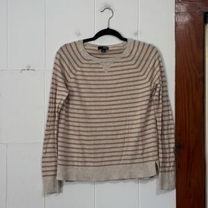 A.N.A a new approach Tan beige striped thin knit sweater size small